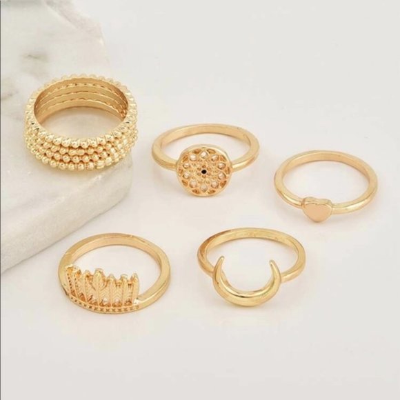 Super trendy 9 piece ring boho style ring set. - Picture 4 of 4